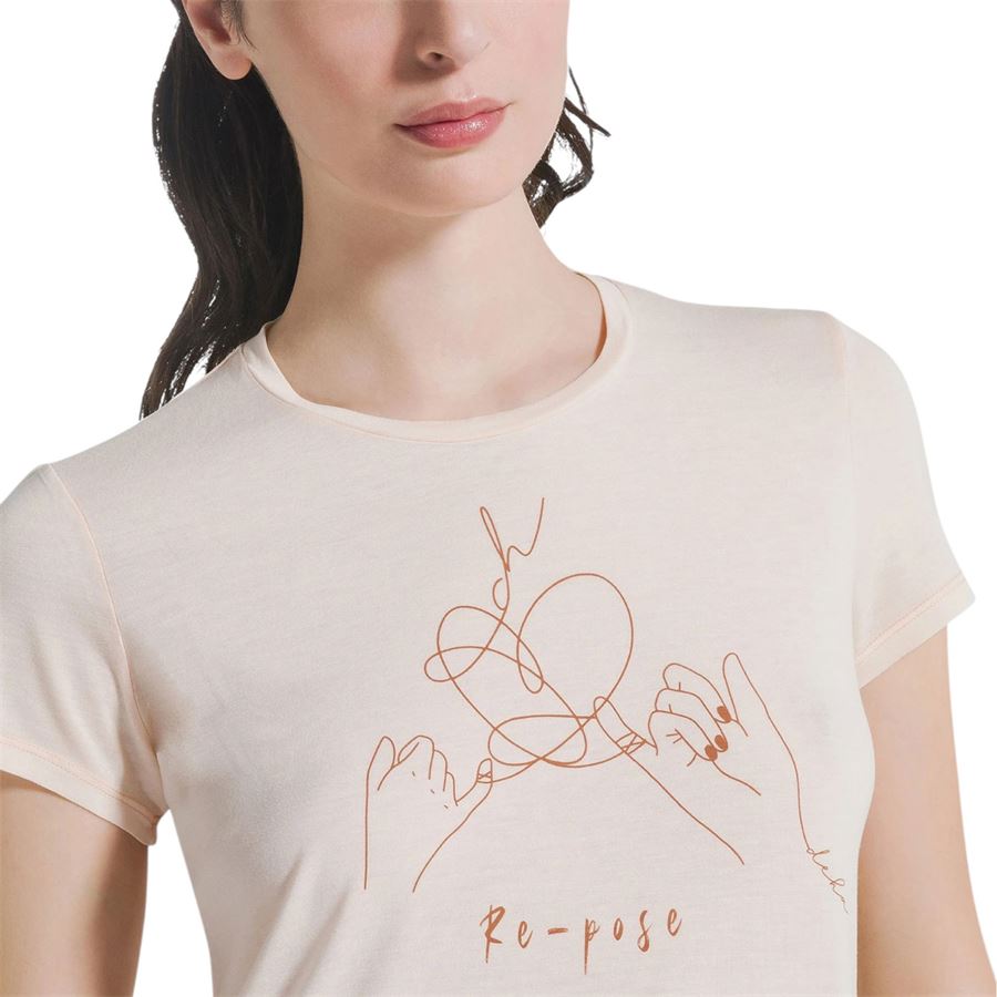 T-shirt manica corta da donna in viscosa con grafica yoga Deha | D2213137303